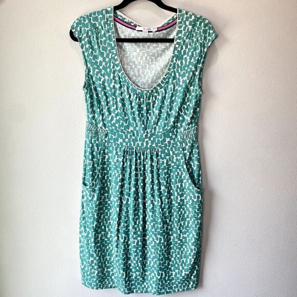 Boden Geometric Casual Weekend Dress Green 8 - Picture 10 of 10